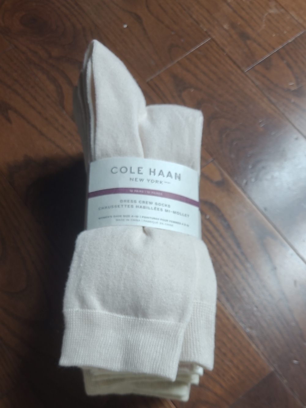 New Cole Haan Cream Dress Crew Socks - Pack 10 One Size